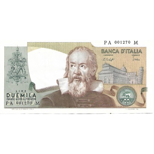 1976 - Italy PIC 103b 2000 Liras banknote XF