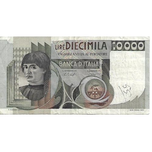 1978 - Italia PIC 106a billete de 10.000 Liras BC