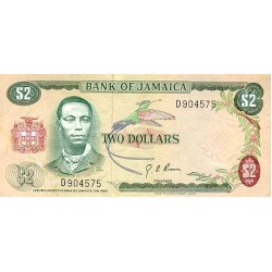 1970 - Jamaica PIC 55a 2 Dollars banknote S4 UNC