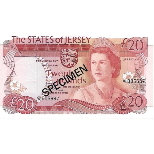 1976/88 - Jersey PIC 14s 20 Pounds banknote UNC