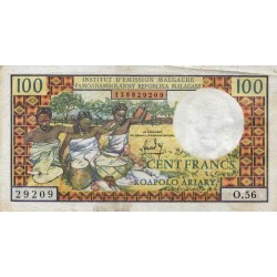 1966 - Madagascar Pic 57a billete de 100 Francos =20 Ariary
