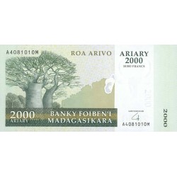 2007 - Madagascar pic 90a billete de 2000 Ariary =10000 Francos 