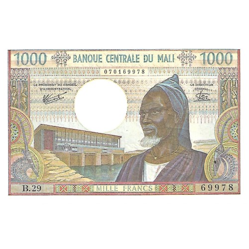 1970/84 - Malí PIC 13e billete de 1000 Francos S/C