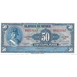 1972 - Mexico PIC 49u 50 Pesos banknote XF