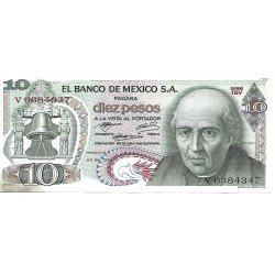 1972 - Mexico PIC 63e 10 Pesos banknote XF