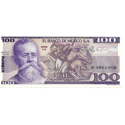 1979 - Mexico PIC 68b 100 Pesos banknote UNC