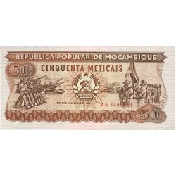 1986 - Mozambique PIC 129b 50 Meticais banknote UNC