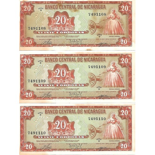 1978 - Nicaragua PIC 129 20 Cordobas banknote VF