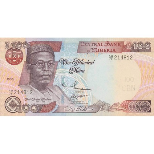 1999 - Nigeria PIC 28a billete de 100 Naira S/C