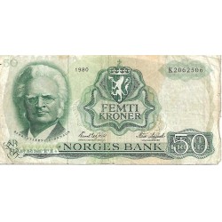 1980 - Norway PIC 37d 50 Kroner banknote F