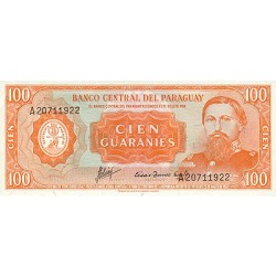 1952 - Paraguay PIC 199b 100 Guaranies banknote UNC