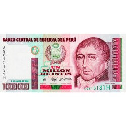 1990 - Perú PIC 148 billete de 1 millon de Intis S/C