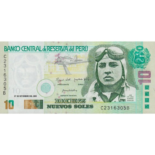 2001 - Peru PIC 175a 10 New Soles  banknote UNC