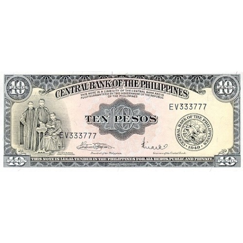 1949 - Filipinas P136f billete de 10 Pesos
