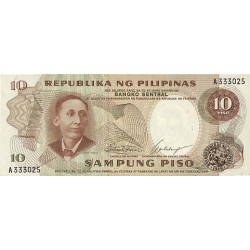 1969 - Philippines PIC 144b 10 Pisos banknote S8 UNC