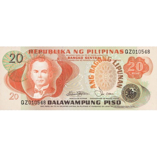 1978 - Filipinas P162c billete de 20 Piso