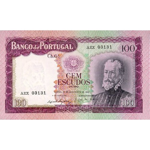 1961 - Portugal  Pic 165              billete de 100 Escudos MBC
