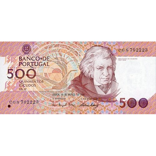 1989 - Portugal  Pic 180c         500 Escudos  VF  banknote