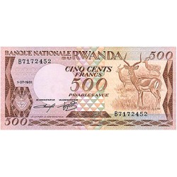 1981 - Rwanda 500 Francs banknote PIC 16a UNC