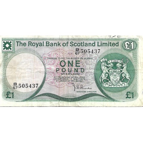 1979 -  Escocia PIC 336 billete de 1 Libra MBC