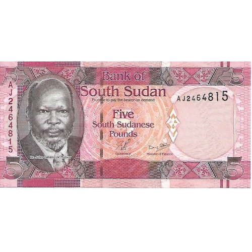 2011 - Sudan del Sur PIC 6 billete de 5 Libras S/C