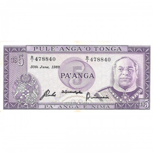 1987 - Tonga  P21c billete de 5 Pa´anga