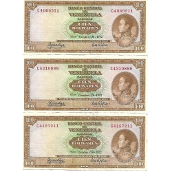 1972 - Venezuela P48i 100 Boli­vares banknote VF