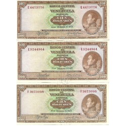 1973 - Venezuela P48j 100 Boli­vares banknote VF