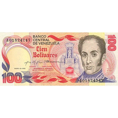1980 - Venezuela P59 billete de 100 Bolívares S/C