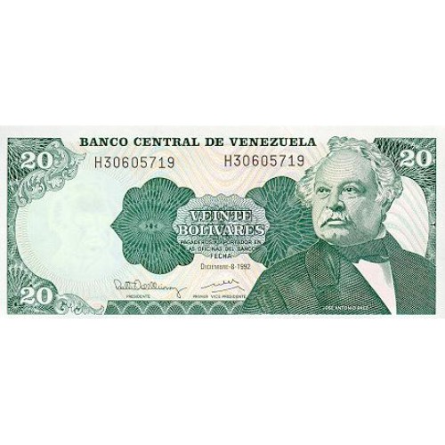 1989 - Venezuela P63b billete de 20 Bolívares S/C