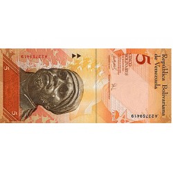 2011 - Venezuela P89d billete de 5 Bolívares S/C