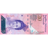 2013 - Venezuela P91f 20 Bolivares Banknote UNC