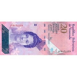 2013 - Venezuela P91f 20 Bolivares Banknote UNC