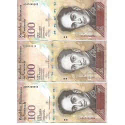 2013 - Venezuela P93g billete de 100 Bolívares MBC